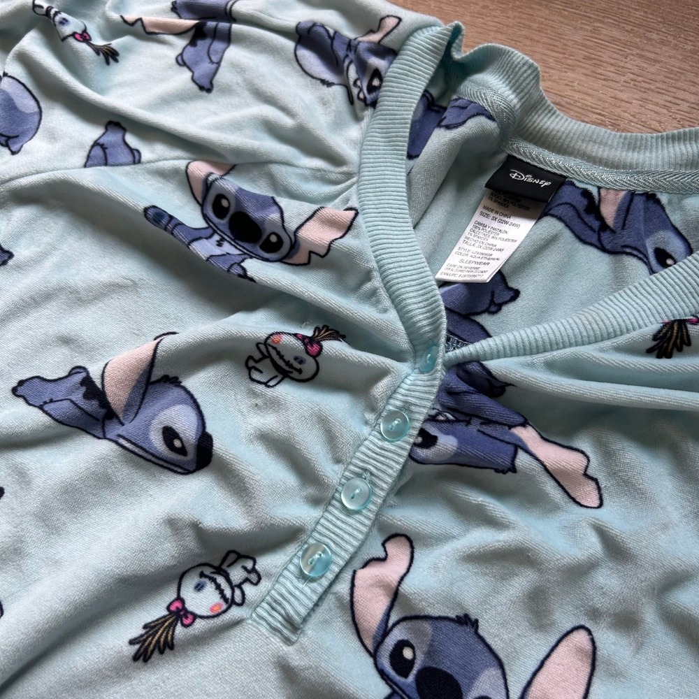 Disney Lilo & Stitch Aqua Ethereal Pajama Set 3X Henley Top Jogger Pants - Picture 10 of 10